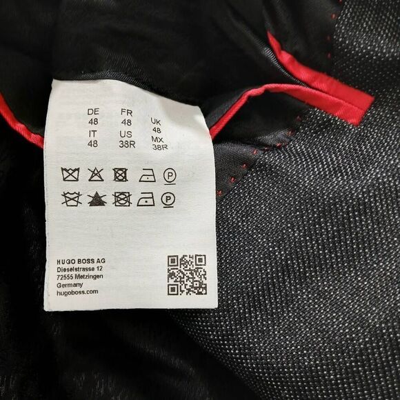 Hugo boss mens 38R Marlene biella houndstooth gray Virgin wool blazer red label - Picture 6 of 9